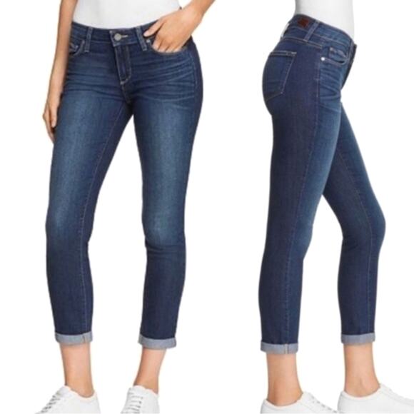 PAIGE Kylie Crop Cuffed Ankle Low Rise Cotton Stretch Blue Denim Jean Size 25 - Picture 14 of 15